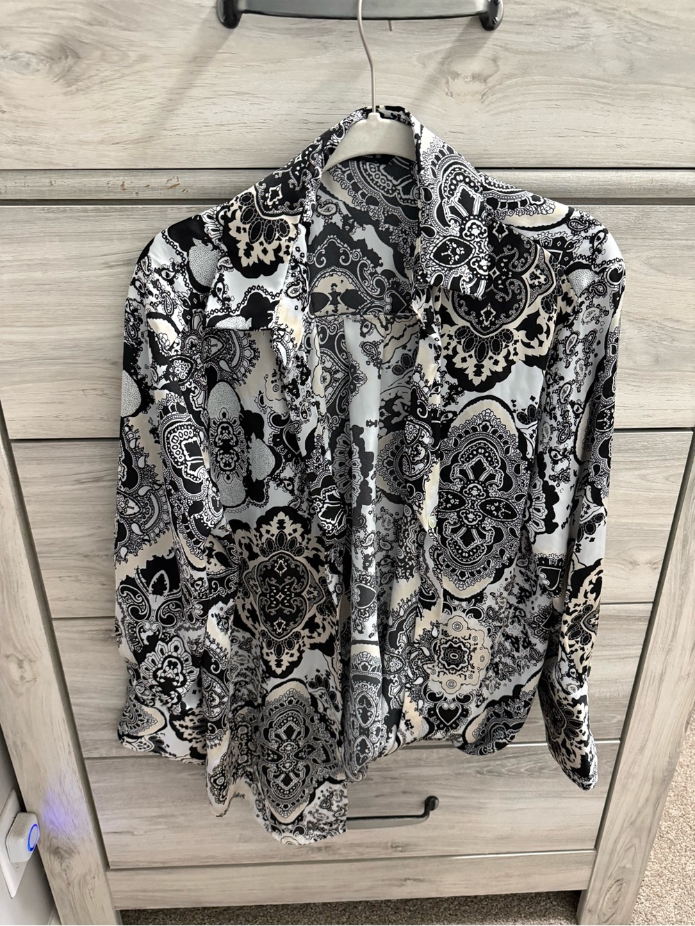 Zara Black and White Paisley Print Blouse